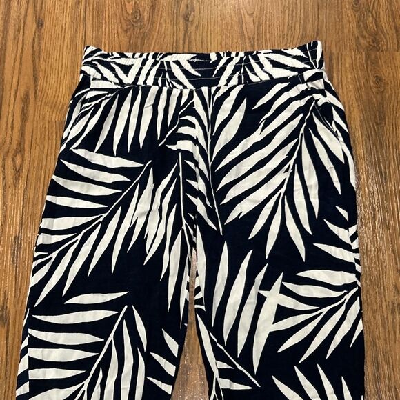 Monrow Pants Womens Medium Jogger USA Stretch Rayon Pull on Pockets Leaf Print - Picture 5 of 8